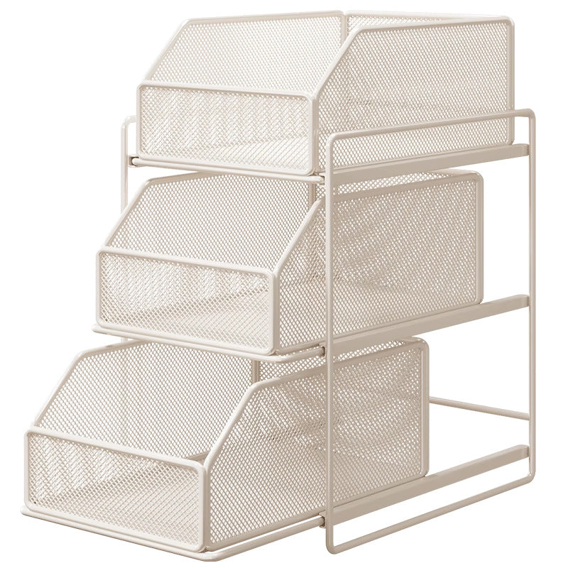 Double-Tier Sliding Wire Mesh Closet Drawer Organizer with Raised Frame