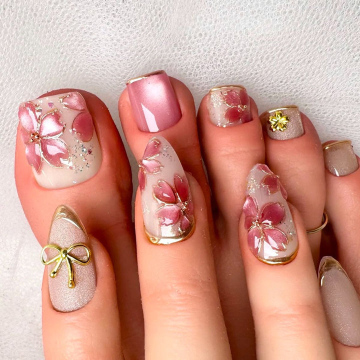 Elegant Floral Acrylic Nail Design Kalsten