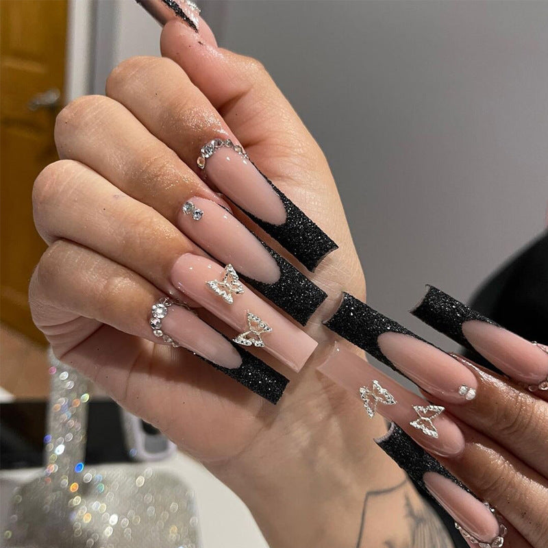 Decorative Long Stiletto Press-On Nails with Rhinestone Accents Kalsten