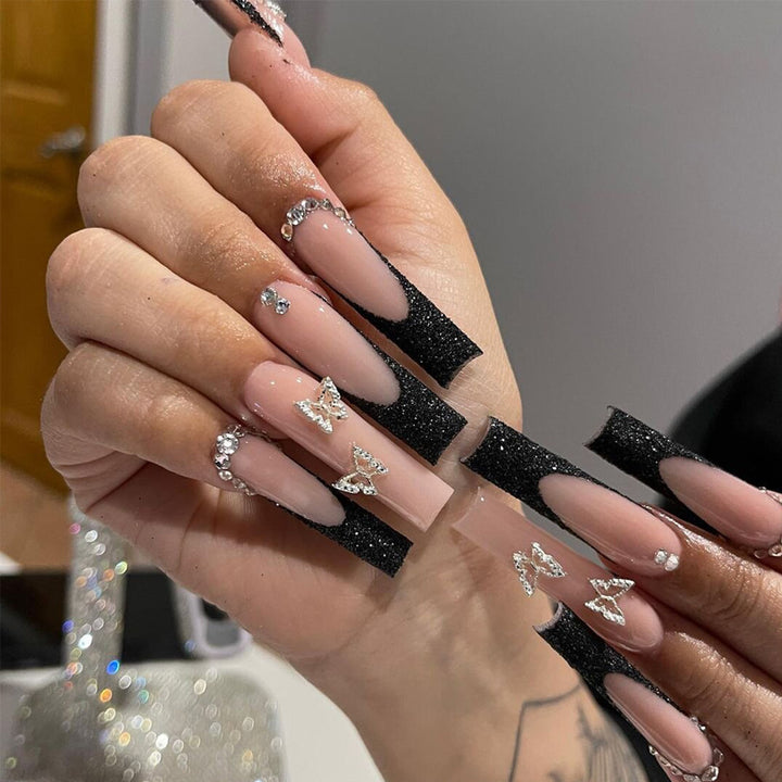 Decorative Long Stiletto Press-On Nails with Rhinestone Accents Kalsten