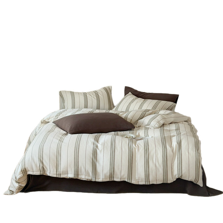 Bedding set made of lightweight cotton gauze with pastel-colored stripes and breathable inner lining