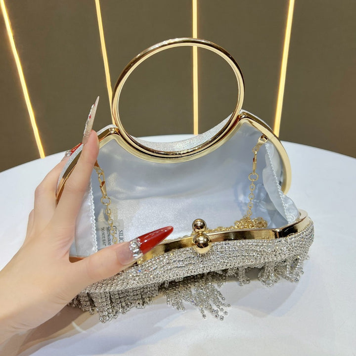 Crystal-Studded Decorative Evening Handbag