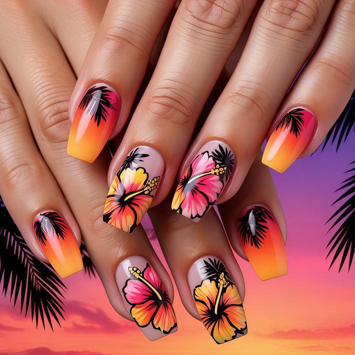 Tropical design artificial nails Kalsten