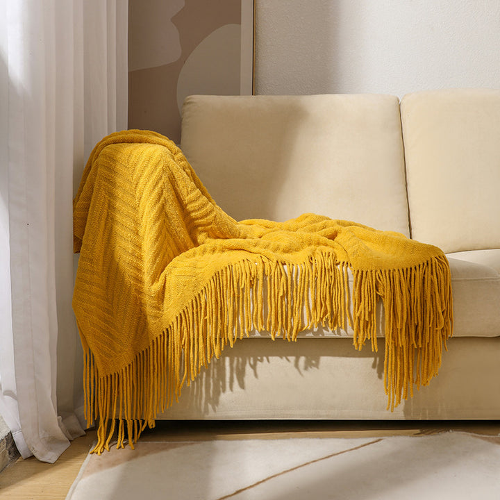 Cozy Knit Fringe Blanket Kalsten