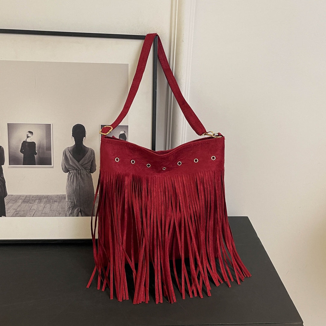 Suede Fringe Shoulder Bag Kalsten