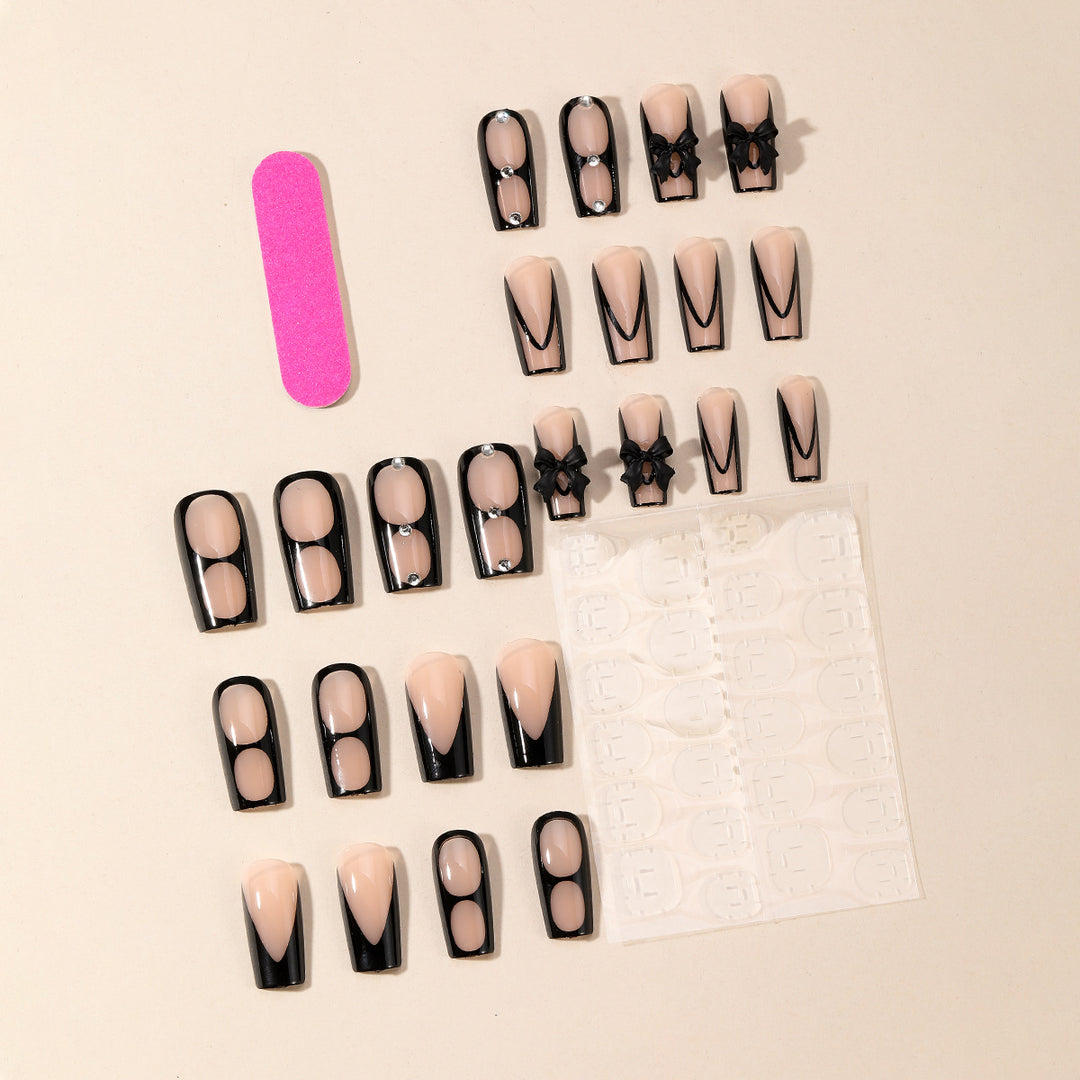Elegant Stiletto Nail Art Extensions with Bow Accents Kalsten