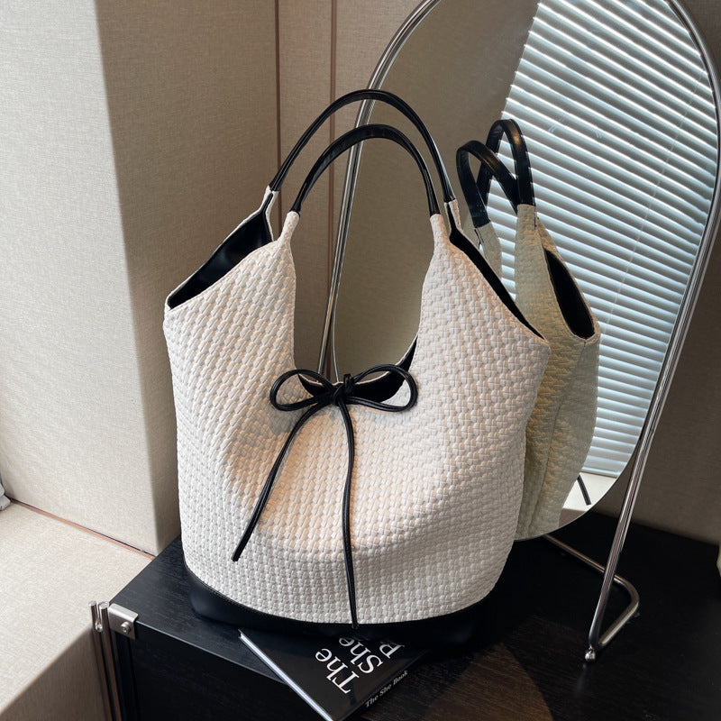 Stylish Woven Bucket Tote Bag