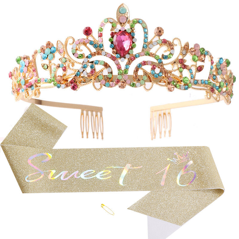Women's Sparkling Crown with Radiant Rhinestone Embellishment Kalsten