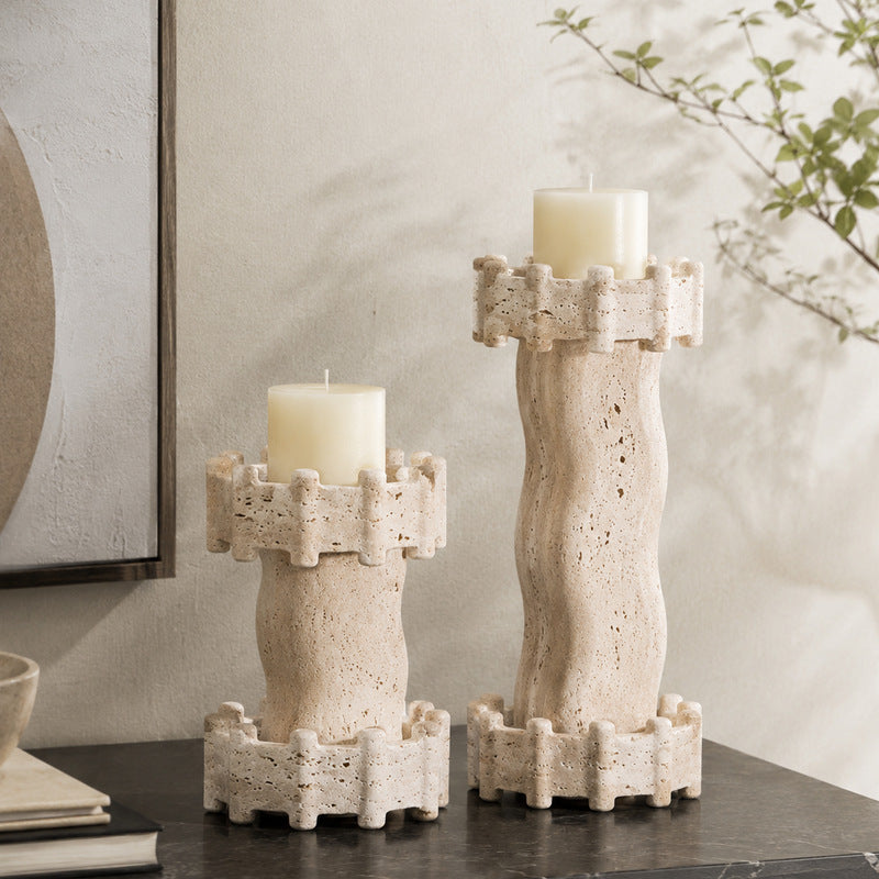 Contemporary Stone Decorative Candle Holders