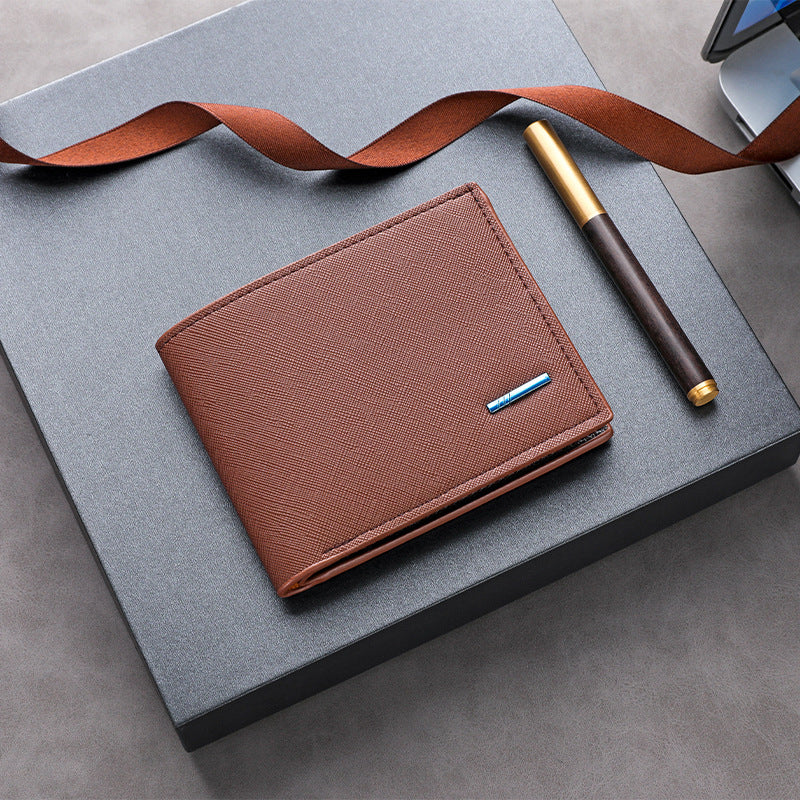 Textured Leather Folded Wallet Kalsten
