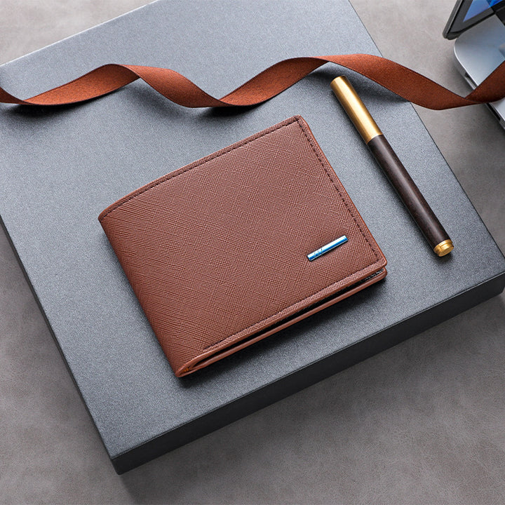 Textured Leather Folded Wallet Kalsten