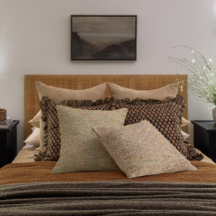 Handcrafted Boho decorative pillow with marled textured fabric