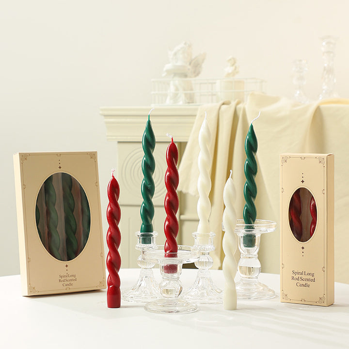 Twisted Spiral Taper Candle Set for Tabletop Decor