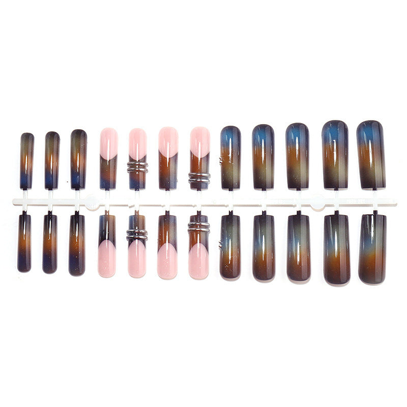 Artificial nail set with elegant gradient and decorative accents Kalsten