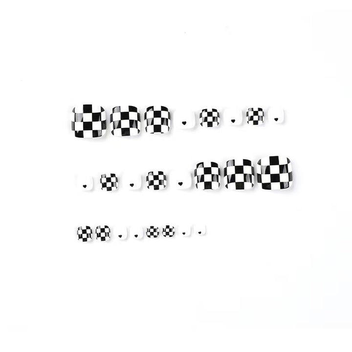 Stylish Checkerboard Pattern Artificial Nails Kalsten