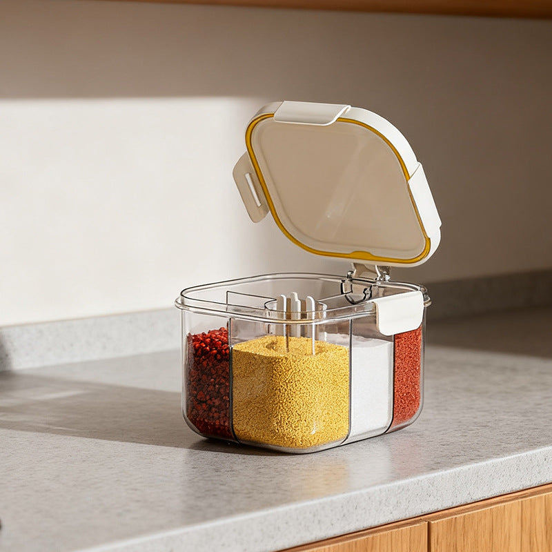 Kitchen Airtight 3-Compartment Storage Container with Removable Dividers and Secure Snap Closure