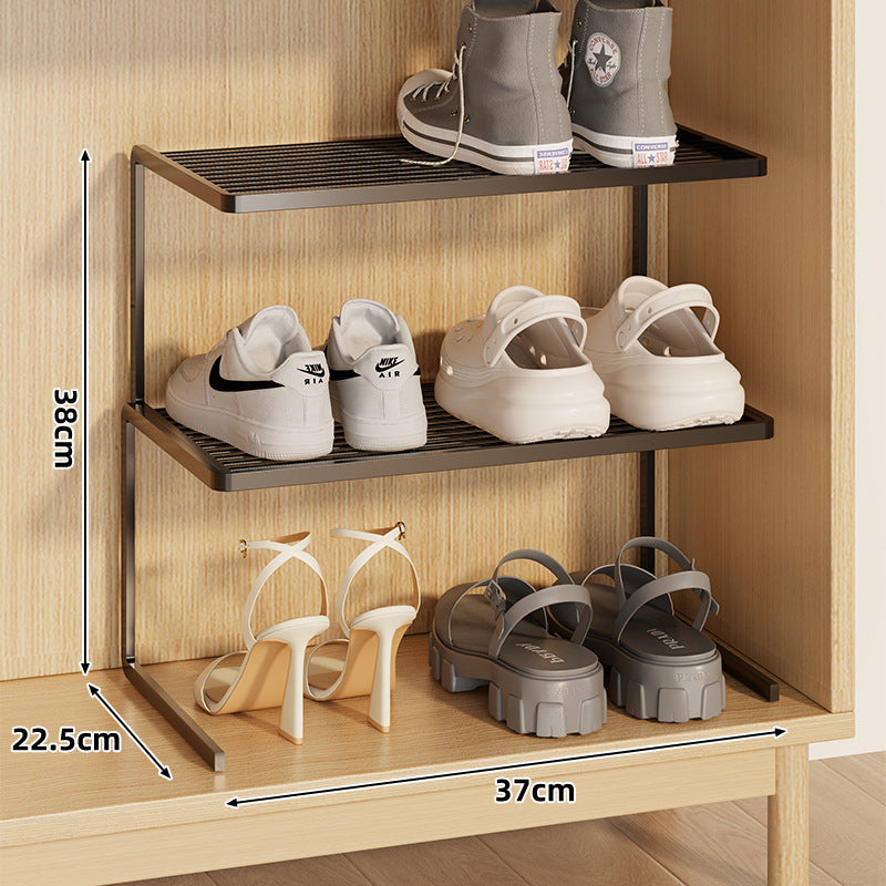Compact Double-Layer Adjustable Shoe Shelf Riser for Cabinet and Closet