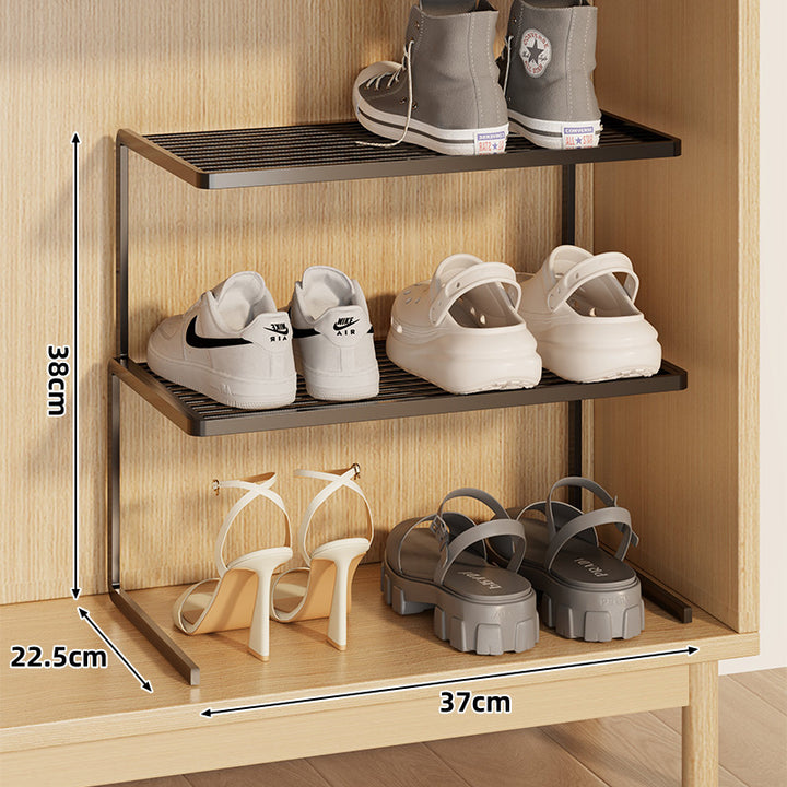 Compact Double-Layer Adjustable Shoe Shelf Riser for Cabinet and Closet
