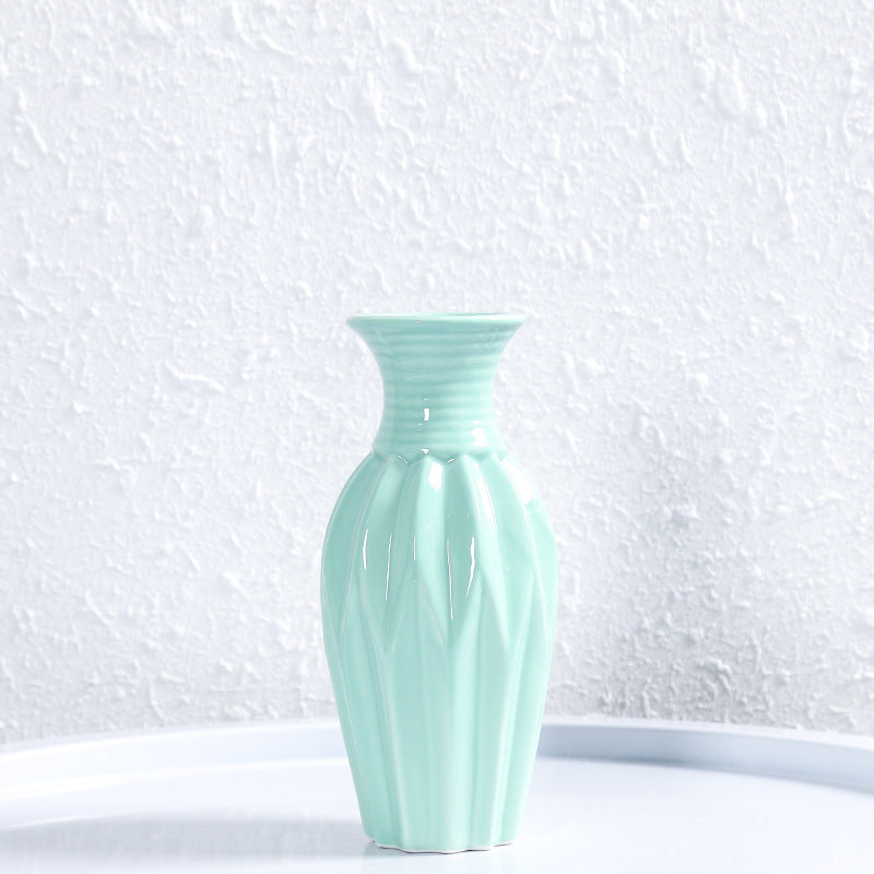 Modern Ribbed Ceramic Flower Vase Kalsten