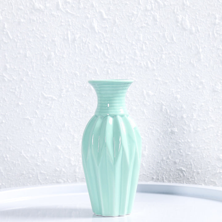 Modern Ribbed Ceramic Flower Vase Kalsten