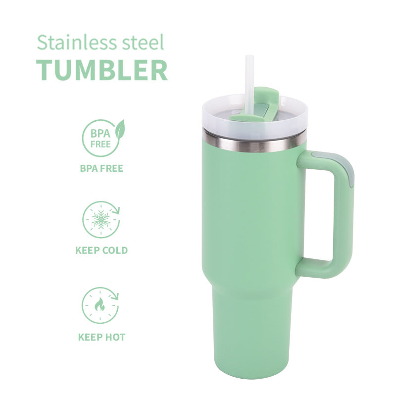 Stainless Steel Insulated Travel Tumbler With Ergonomic Handle And Bpa-Free Straw Lid