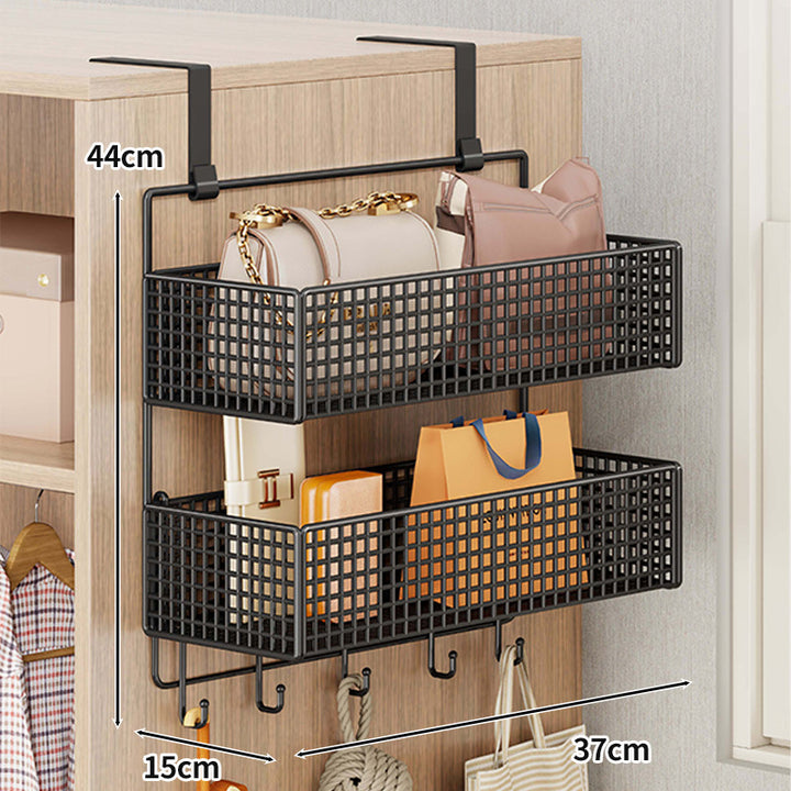 Overdoor Mesh Storage Organizer with Hooks