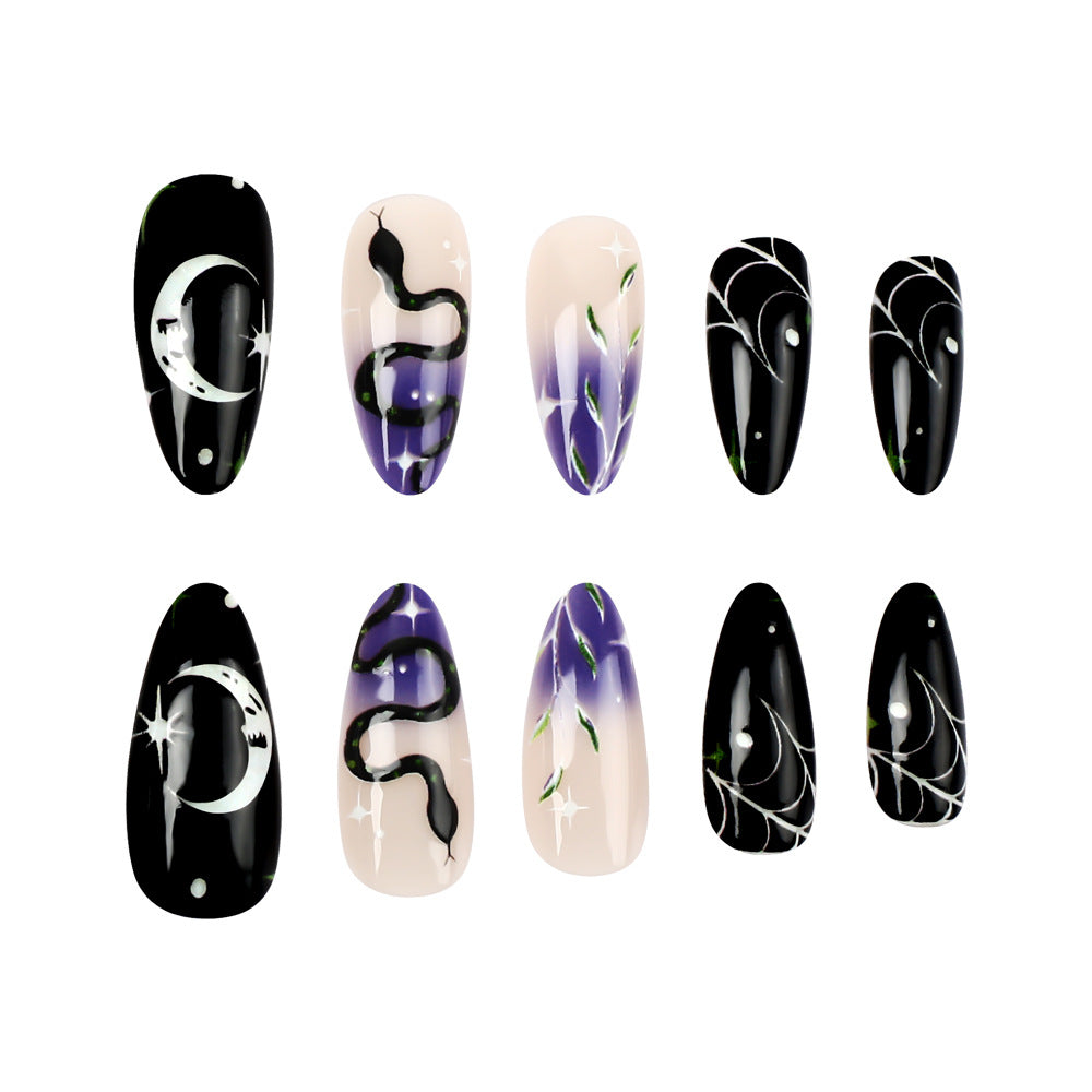 Artistic Halloween-Themed Press-On Nail Art Set Kalsten