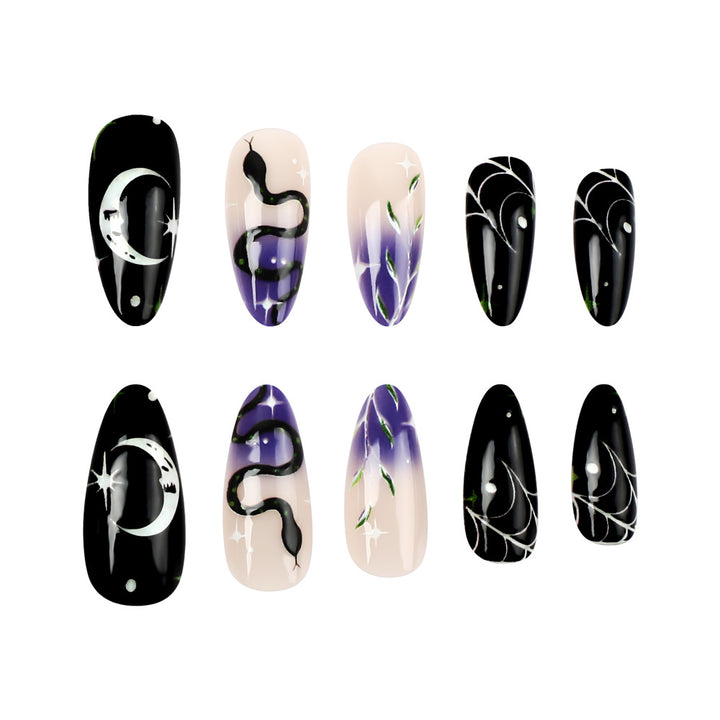 Artistic Halloween-Themed Press-On Nail Art Set Kalsten