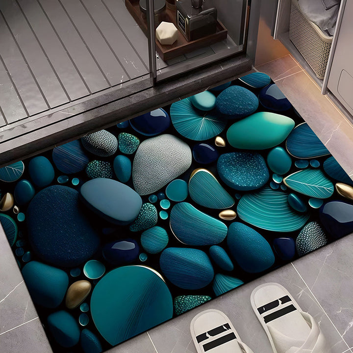 Artistic 3D Gemstone-Themed Bath Mat