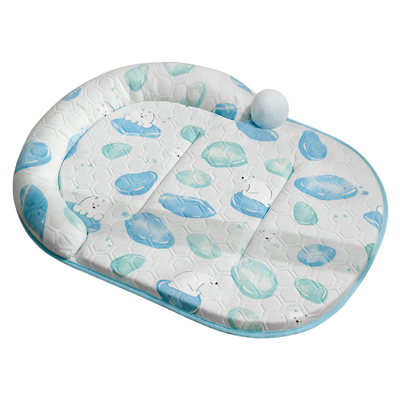 Unisex nan padded baby play mat with elevated headrest edge and non-slip bottom Kalsten