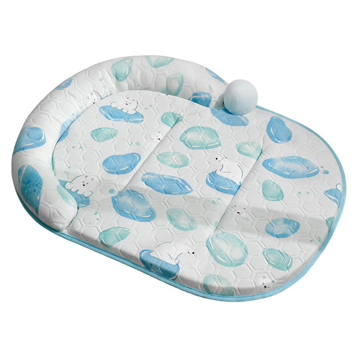 Unisex nan padded baby play mat with elevated headrest edge and non-slip bottom Kalsten