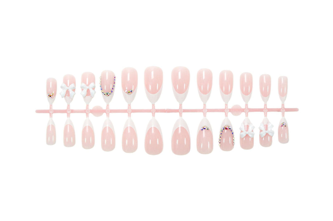 Artificial nail set with romantic bows and glamorous decorations Kalsten
