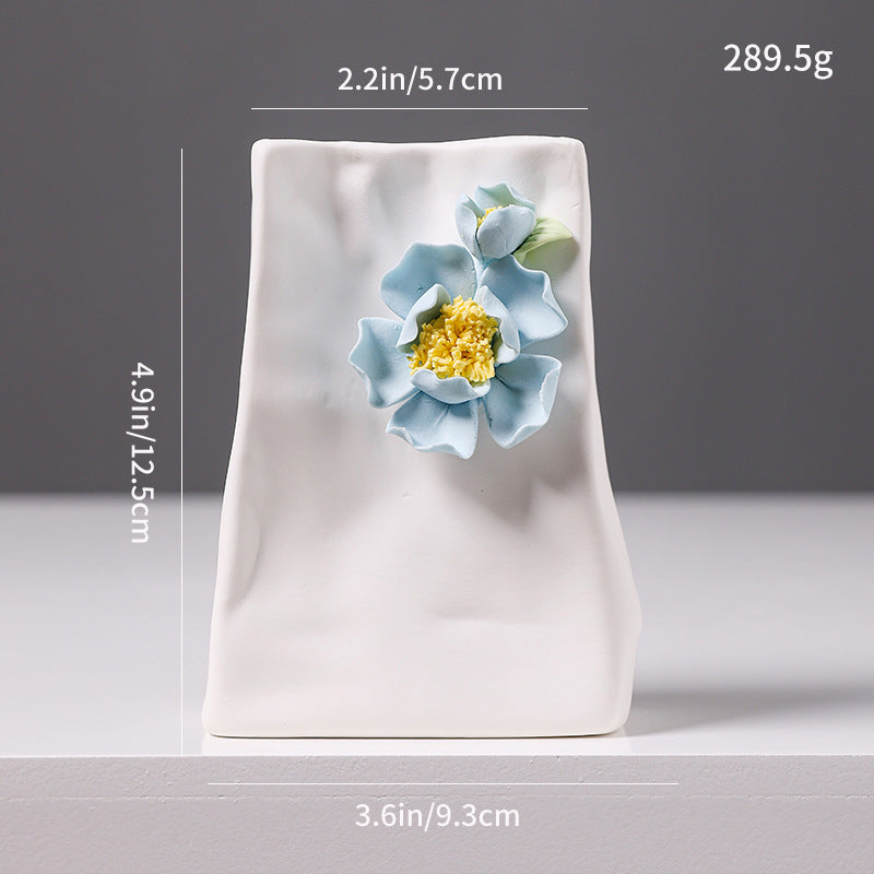 Decorative Floral Relief Ceramic Vase Kalsten