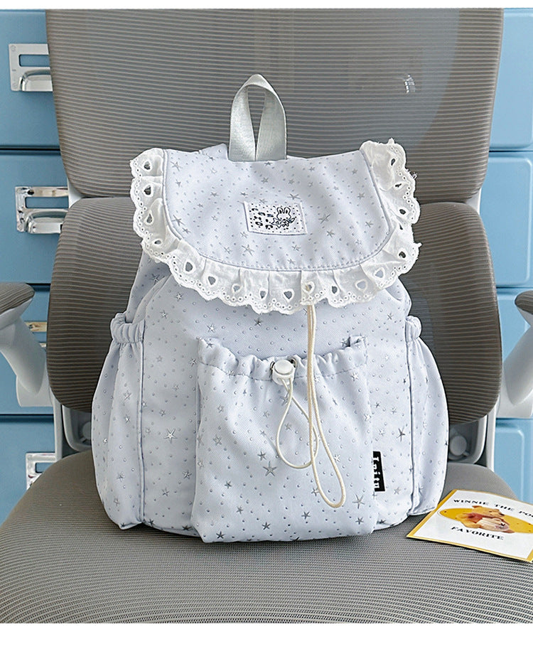 Star Print Ruffled Backpack Kalsten