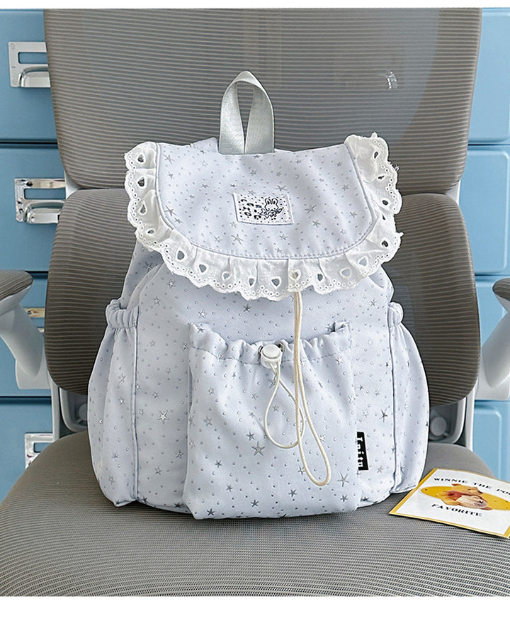 Star Print Ruffled Backpack Kalsten