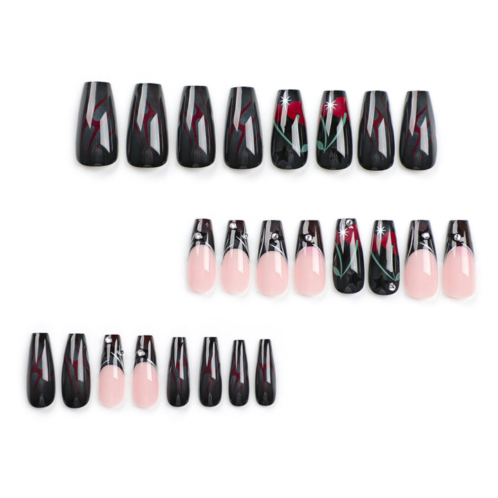 Artful nail art with elegant glitter accents and floral design Kalsten