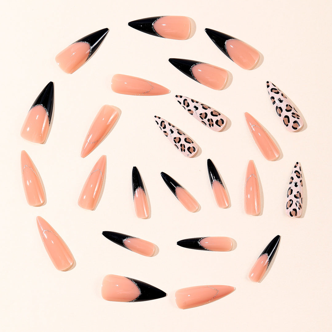 Elegant Leopard Print Stiletto Nail Art Extensions Kalsten