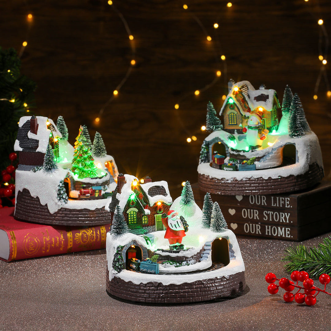 Illuminated Holiday Snow Globe Scene Kalsten