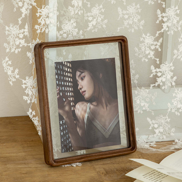 Vintage Glass and Wood Photo Frame