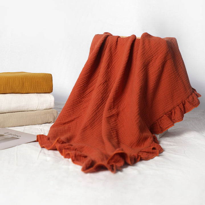 Soft Muslin Blanket with Ruffled Edges kalsten