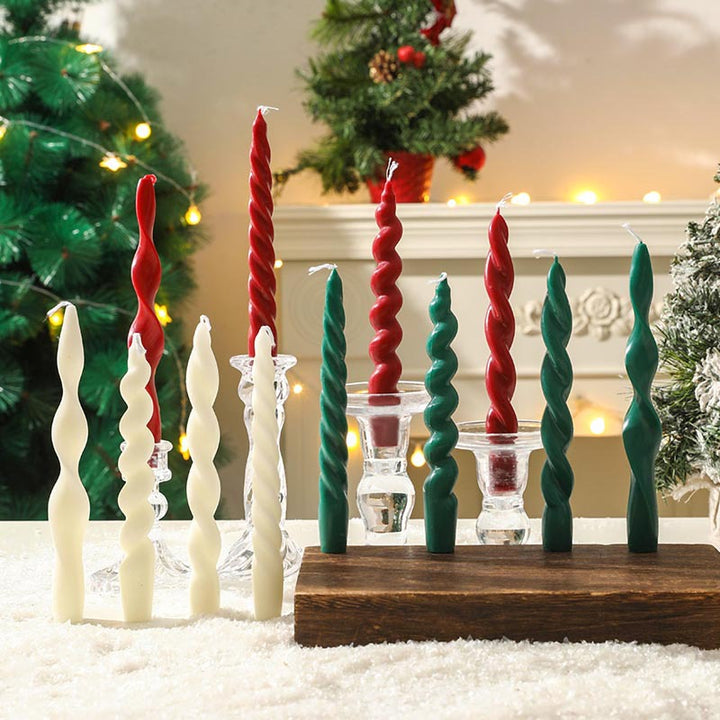 Hand-Poured Sculptural Twisted Taper Candle for Home Decor