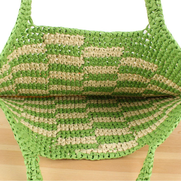 Large straw shopper with creative striped patterns Kalsten
