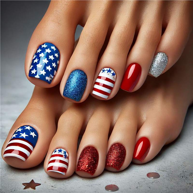 Patriotic Themed Press-On Nail Art Kalsten