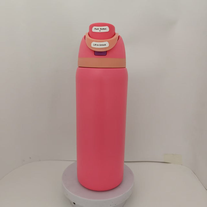 Double-Wall Vacuum Insulated Stainless Steel Travel Bottle With Flip Straw Leakproof Lid And Character Print