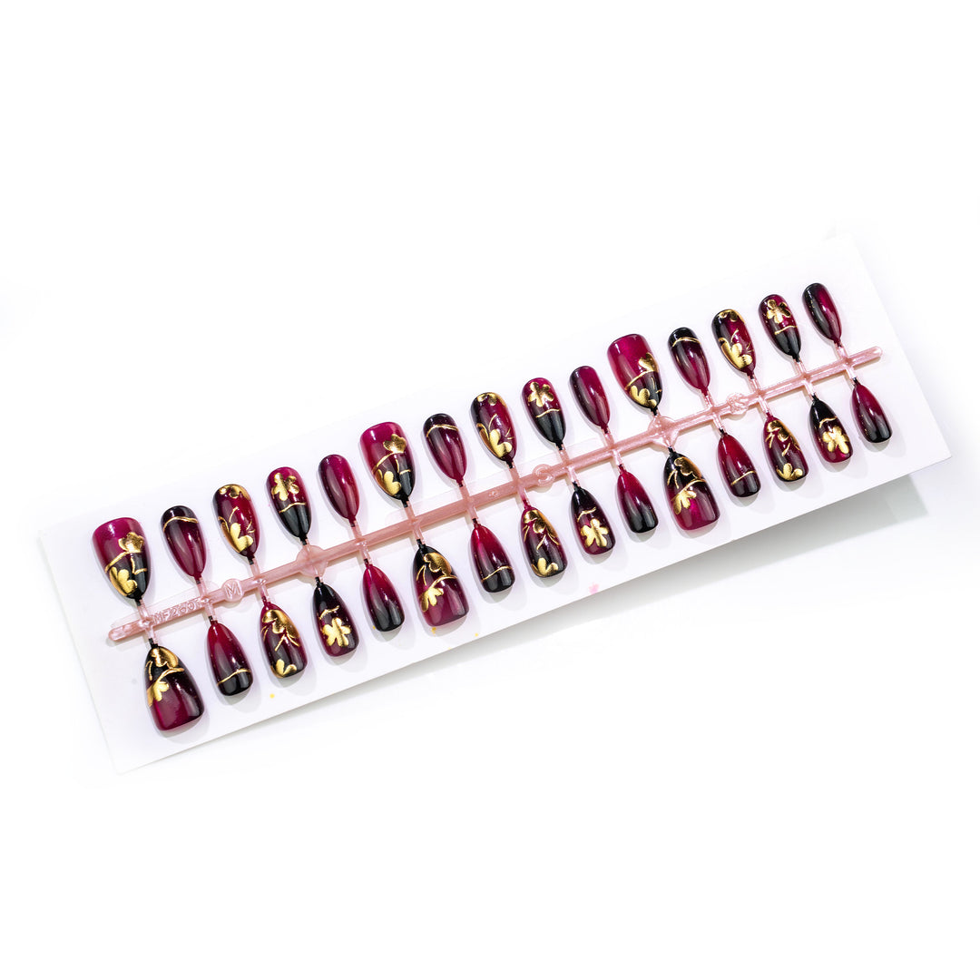 Floral and Glossy Press-On Nail Art Set Kalsten