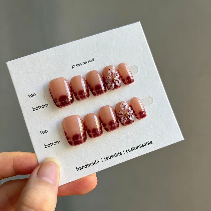 Artistic Floral Ombre Press-On Nail Set