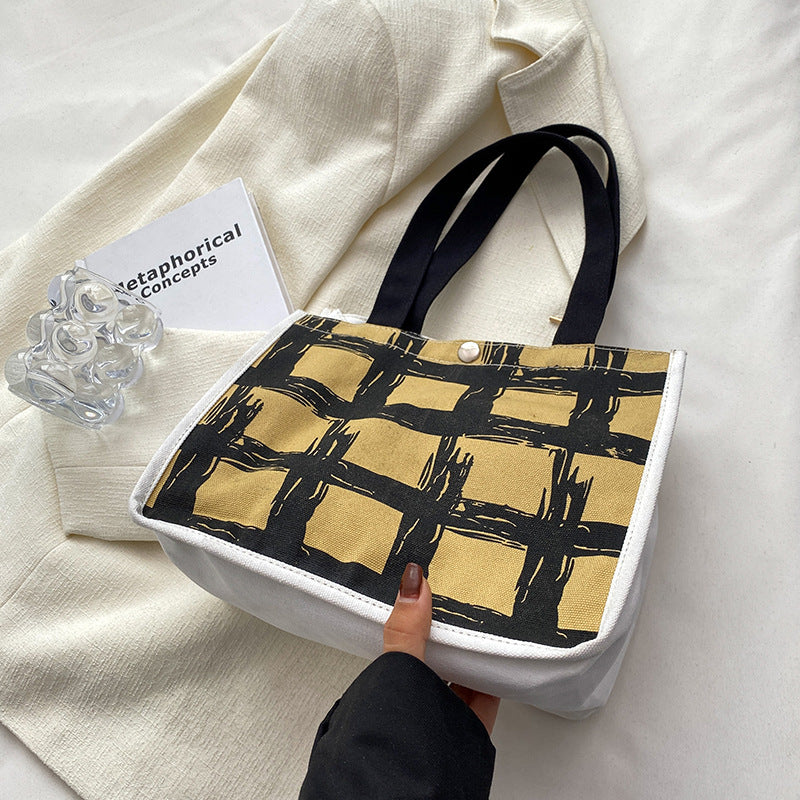 Modern Geometric Print Canvas Tote Bag