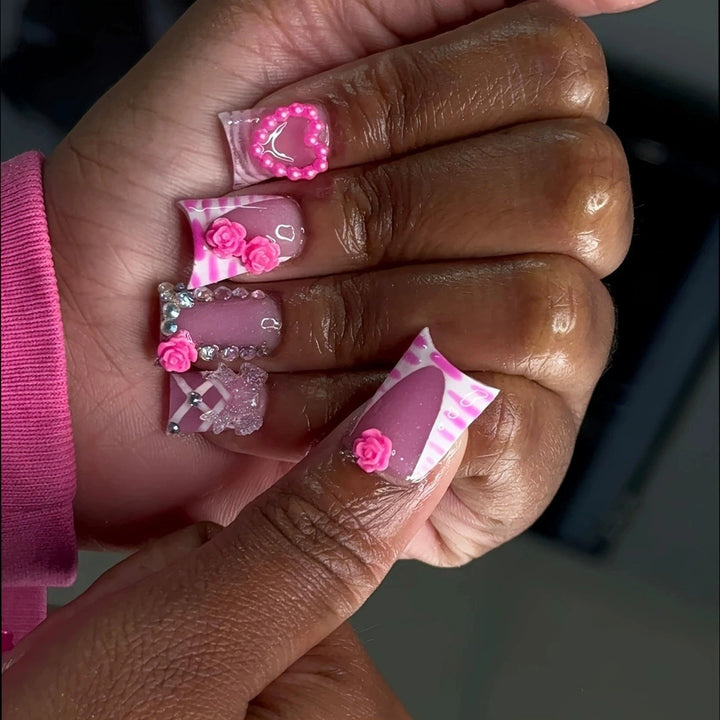 Glamorous Floral-Embellished Nail Art Extensions Kalsten