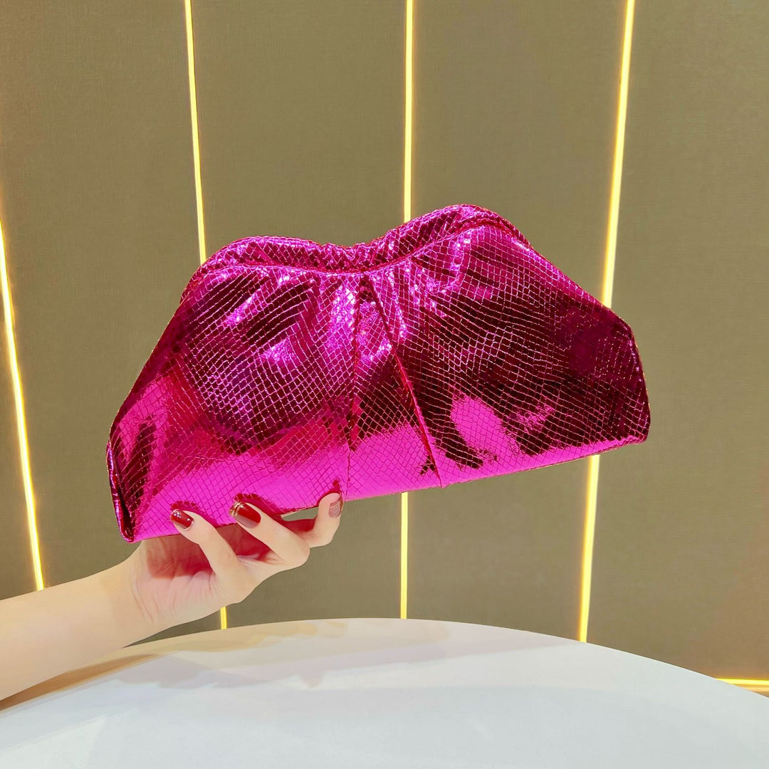 Metallic Gathered Clutch