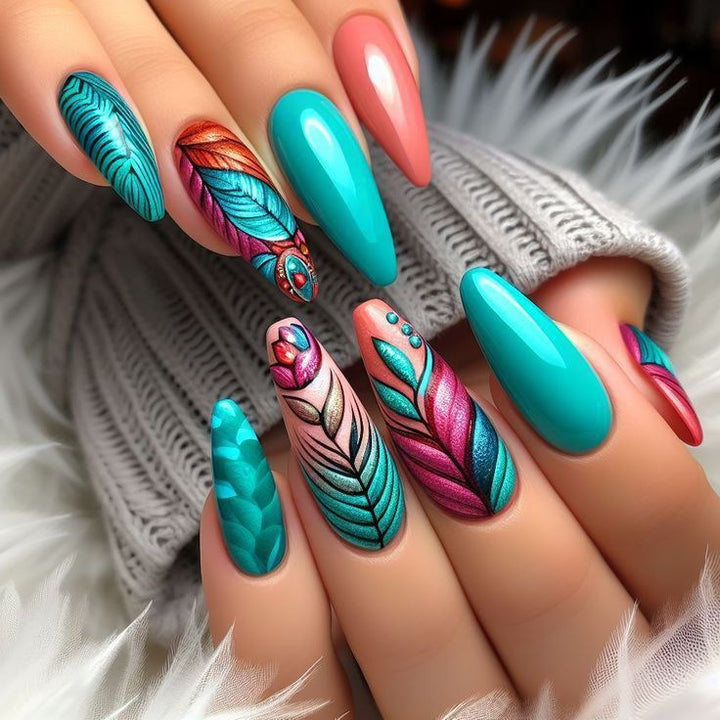 Creative Nail Art with Exotic Leaf Design Kalsten